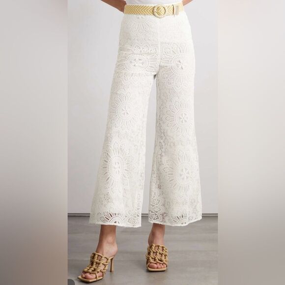 Zimmermann lace White Wide-Leg Pants, US6 - Picture 2 of 11